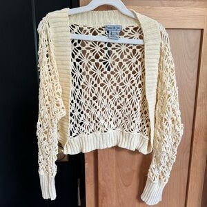 Mac and Jac Macrame Open Long Sleeve Shrug